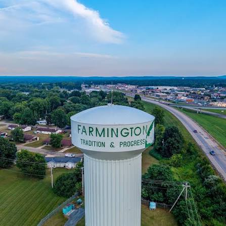 Farmington water tower overlooking the city and surrounding St. Francois County landscape